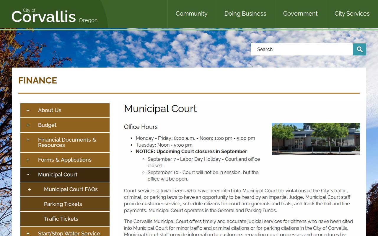 Corvallis residents directory municipal court records route