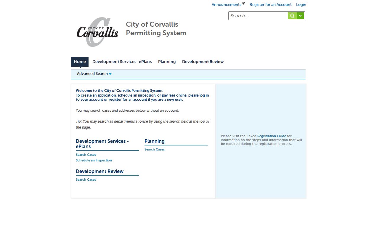Corvallis street directory permit database address search